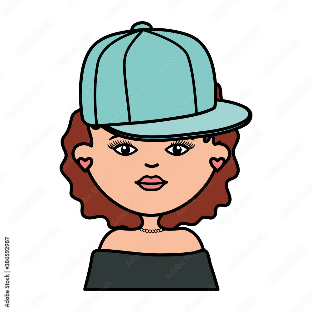 cute woman with sport cap street style character
