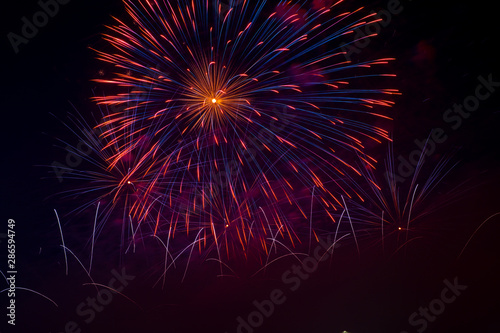 Colorful fireworks in night sky