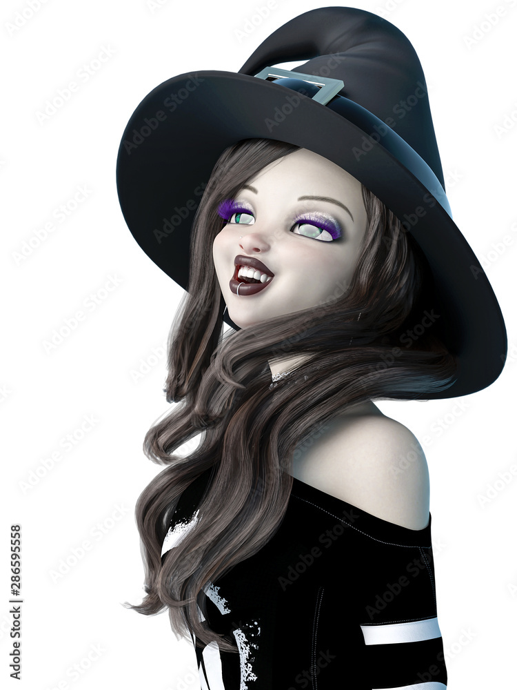 sweet witch laughing out loud portrait side view sweet witch laughing out loud portrait side view