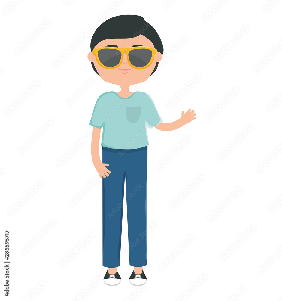 happy young boy with sunglasses urban style character happy young boy with sunglasses urban style character