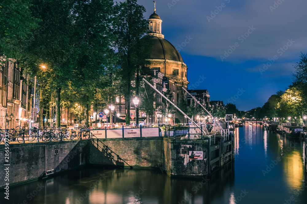 The Amsterdam canals at night