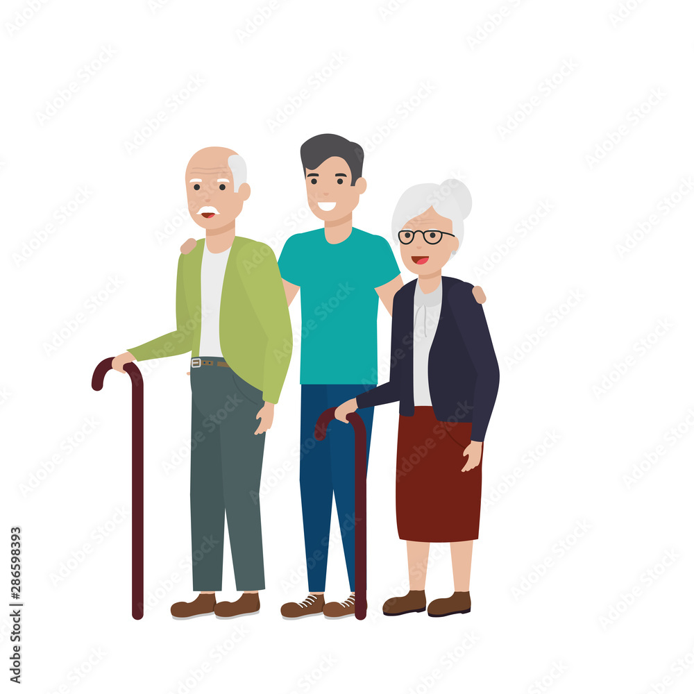 Grandmother and grandfather cartoon vector design Grandmother and grandfather cartoon vector design