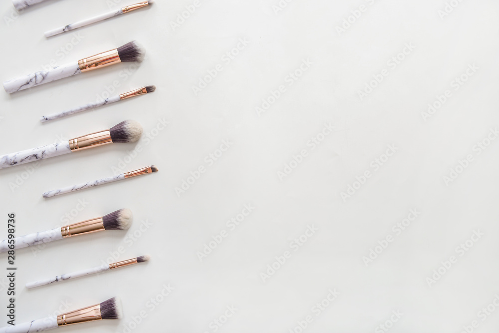 Set of makeup brushes on white background Set of makeup brushes on white background