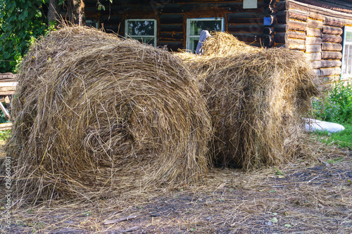 The hay is rolled into a roll