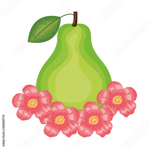 fresh pear fruit and floral decoration