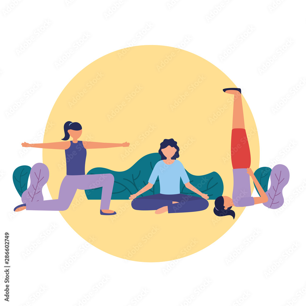 Girls doing yoga pose vector design Girls doing yoga pose vector design