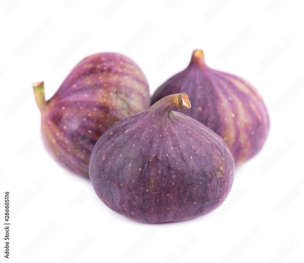 Fresh purple fig fruit isolated on white background. Whole ripe fig fruit. Fresh purple fig fruit isolated on white background. Whole ripe fig fruit.