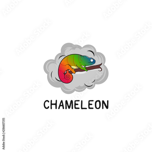 Colorful chameleon logo design illustration