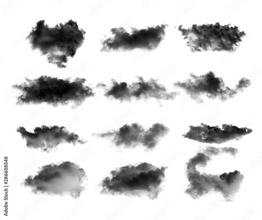 cloud with a blanket of smoke on white background