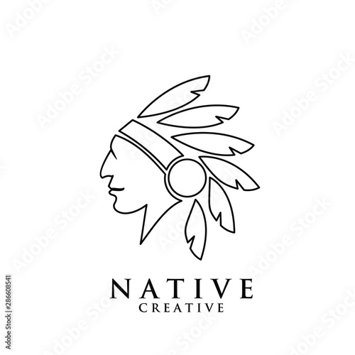 native apache indian logo icon designs vector illustration template