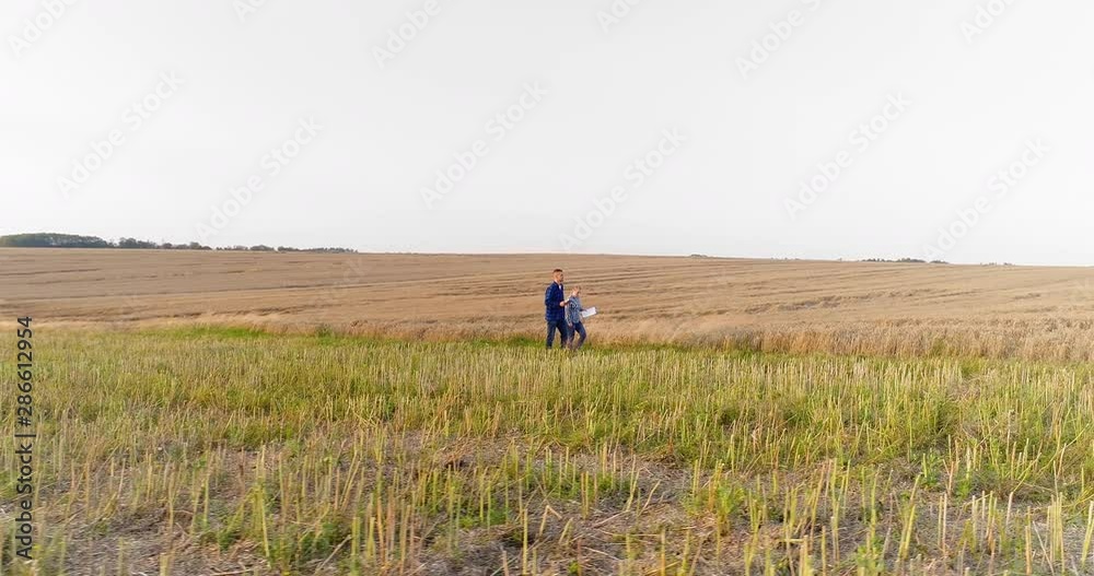Young Farmers Discussing At Maize Field Agriculture