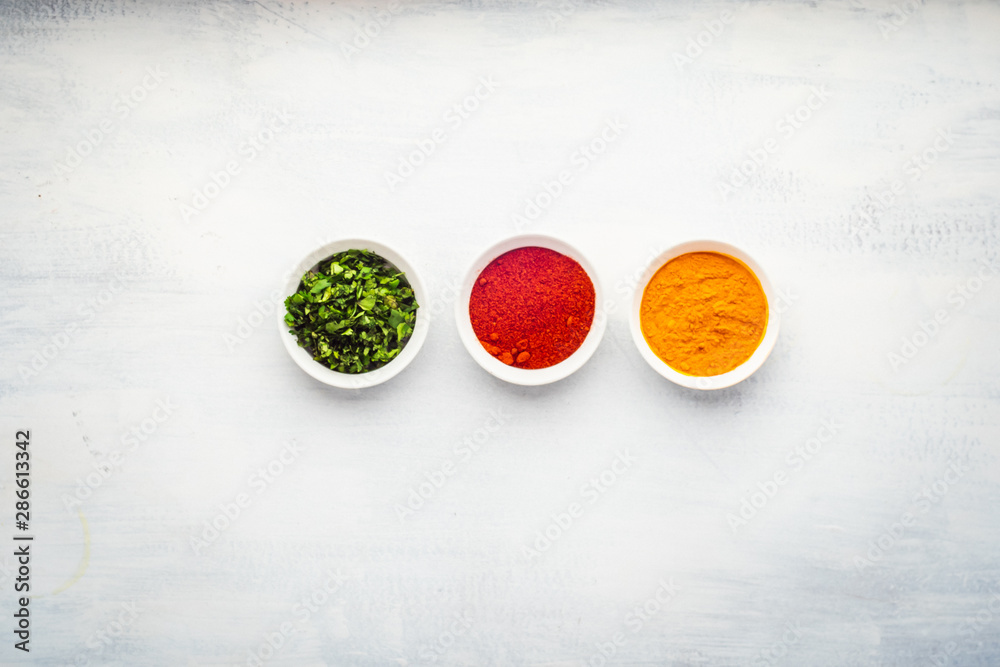 Indian Food: Species Used in Dishes and Accompaniments, Coriander, Curcuma, and Paprika Indian Food: Species Used in Dishes and Accompaniments, Coriander, Curcuma, and Paprika