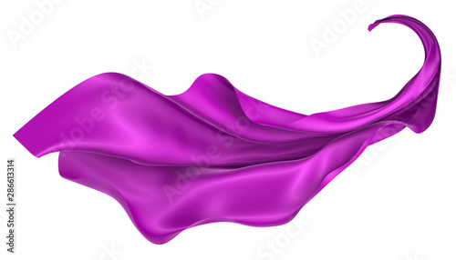 Wavy fabric on a white background. 3D rendering.