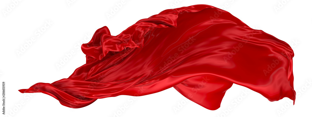Wavy fabric on a white background. 3D rendering. Wavy fabric on a white background. 3D rendering.