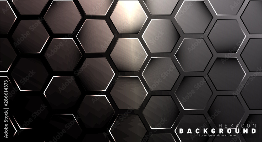 Abstract hexagon gradient colorful light pattern with a dark background technology style. Honeycomb. Vector illustration Abstract hexagon gradient colorful light pattern with a dark background technology style. Honeycomb. Vector illustration
