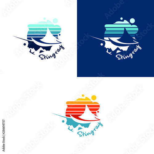 stingray logo modern colorful illustration aquatic scuba diving t shirt design idea