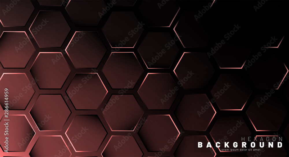 Abstract hexagon gradient colorful light pattern with a dark background technology style. Honeycomb. Vector illustration Abstract hexagon gradient colorful light pattern with a dark background technology style. Honeycomb. Vector illustration