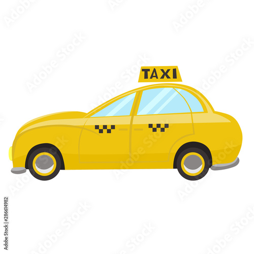Taxi car isolated on a white background. Vector graphics.
