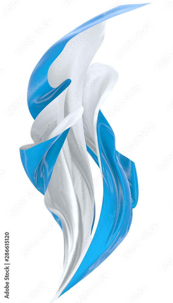 Naklejka premium Wavy fabric on a white background. 3D rendering.
