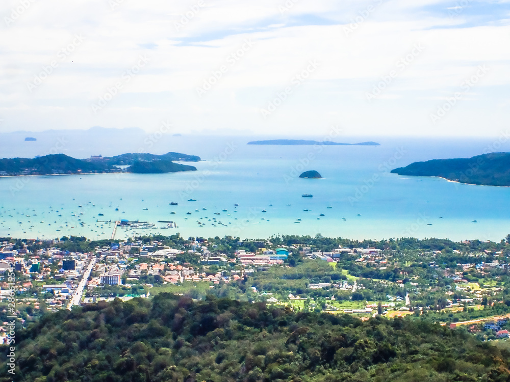 Sea view as viewed from Big Buddha Phuket a popular tourist destination in Phuket Island Thailand Asia