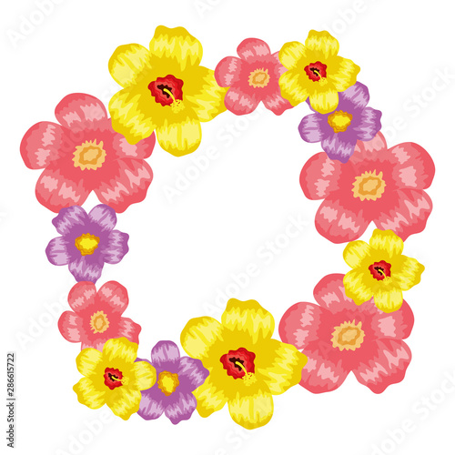 exotic and tropical flowers garden circular frame