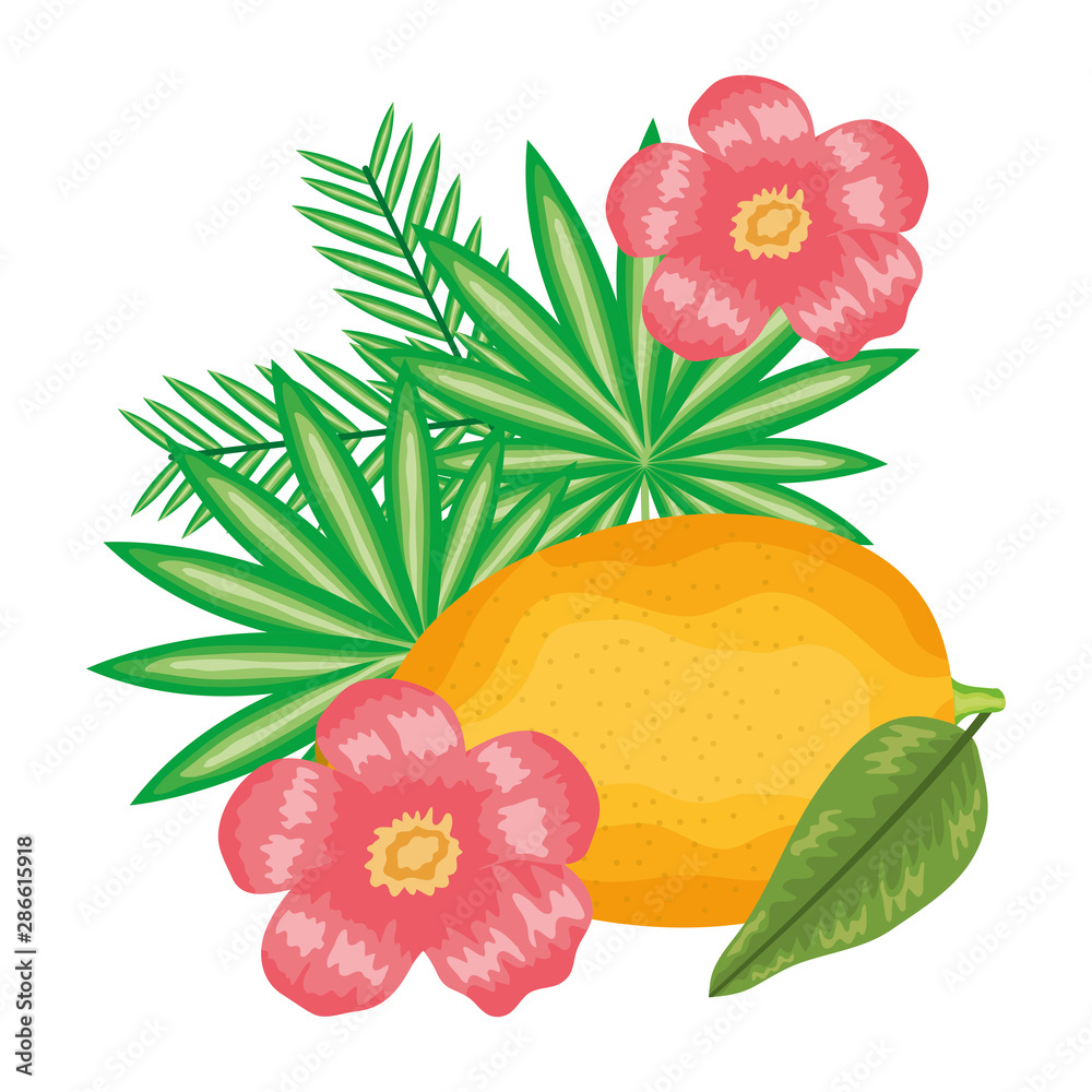 fresh lemon fruit with floral decoration
