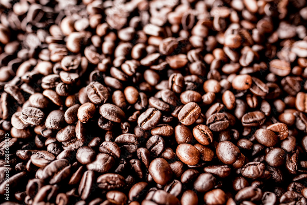 Coffee beans roasted for the background