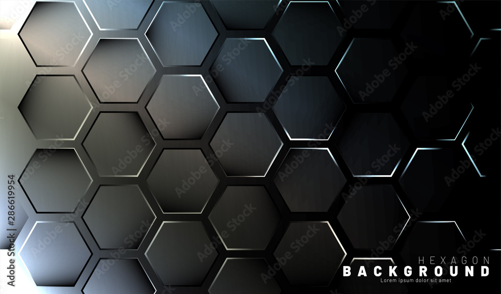 Abstract hexagon gradient colorful light pattern with a dark background technology style. Honeycomb. Vector illustration Abstract hexagon gradient colorful light pattern with a dark background technology style. Honeycomb. Vector illustration