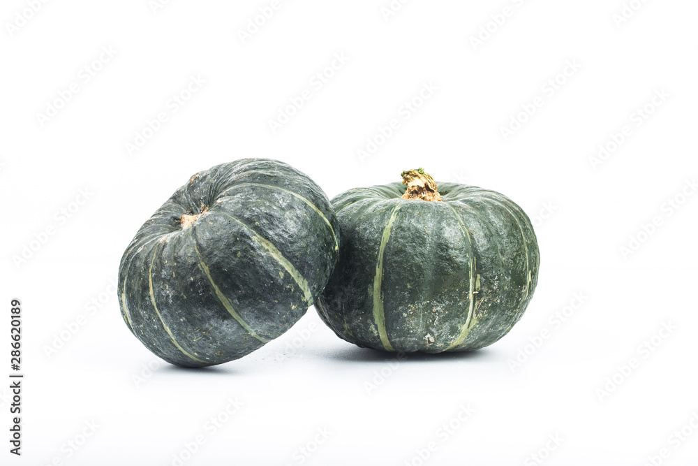 Green pumpkin isolated on the white background