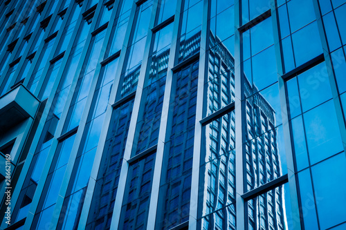 Close-Up of Modern Office Buildings in city of China.