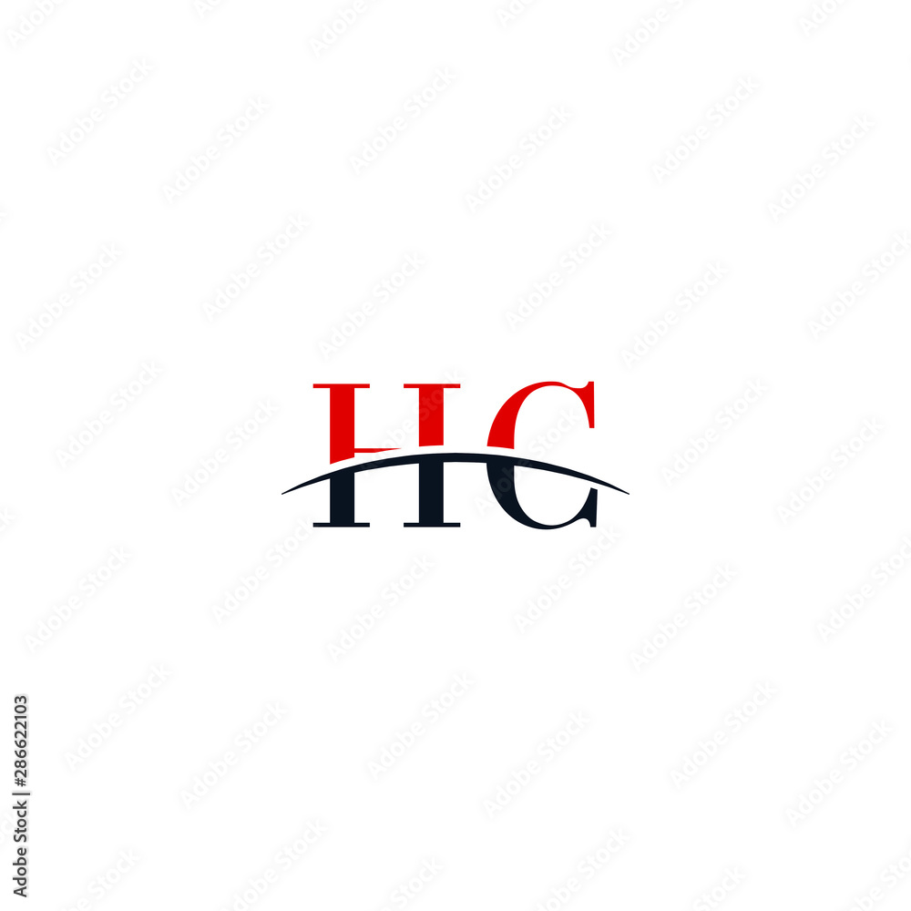 Initial letter HC, overlapping movement swoosh horizon logo company design inspiration in red and dark blue color vector Initial letter HC, overlapping movement swoosh horizon logo company design inspiration in red and dark blue color vector