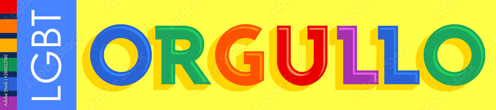 Orgullo, Pride Spanish text LGBT vector banner.