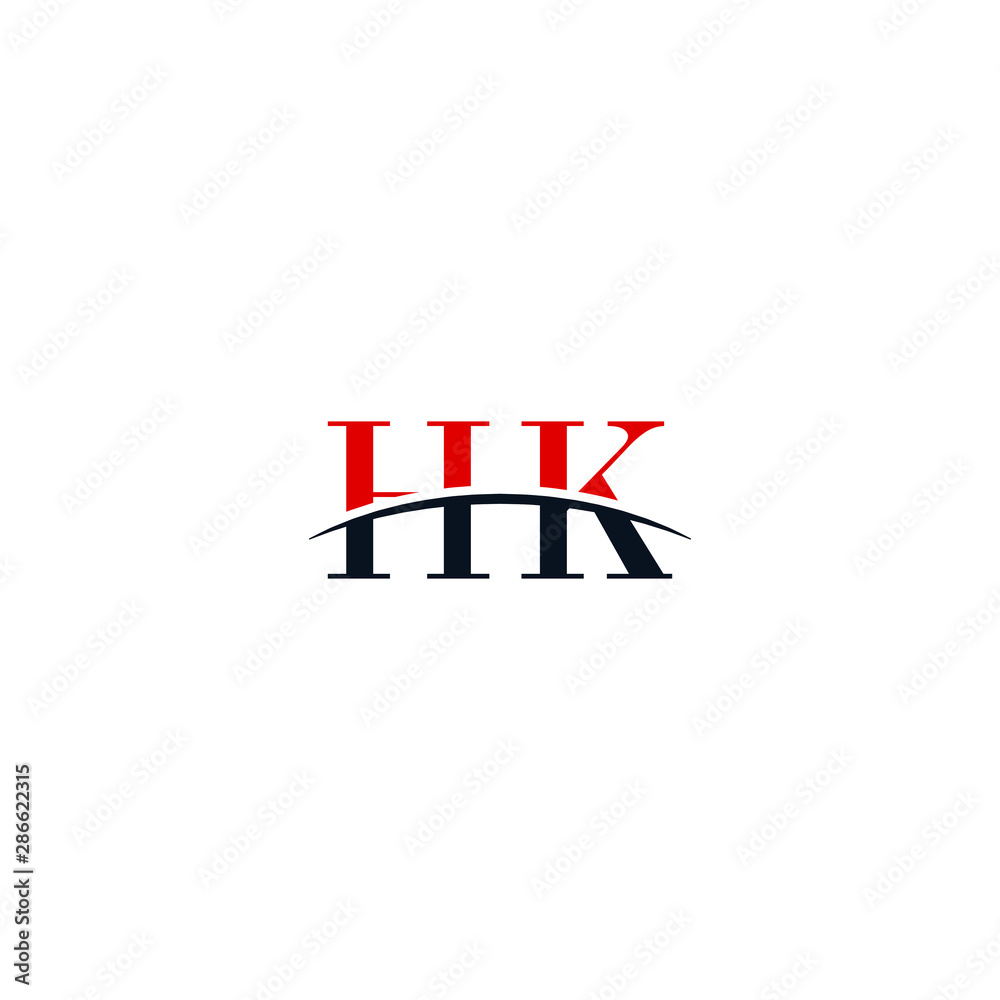 Initial letter HK, overlapping movement swoosh horizon logo company design inspiration in red and dark blue color vector