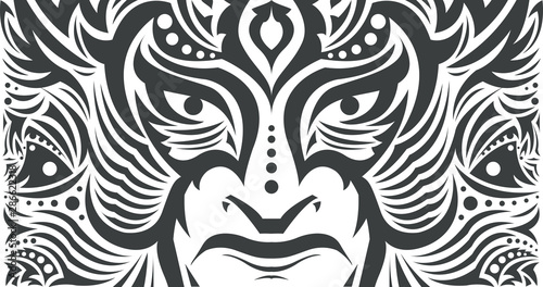 Tribal Eyes Mask Face vector illustration, Tattoo style Warrior.