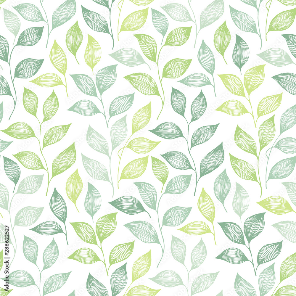 Wrapping tea leaves pattern seamless vector illustration.