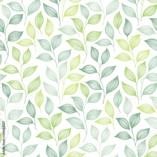 Wrapping tea leaves pattern seamless vector illustration.