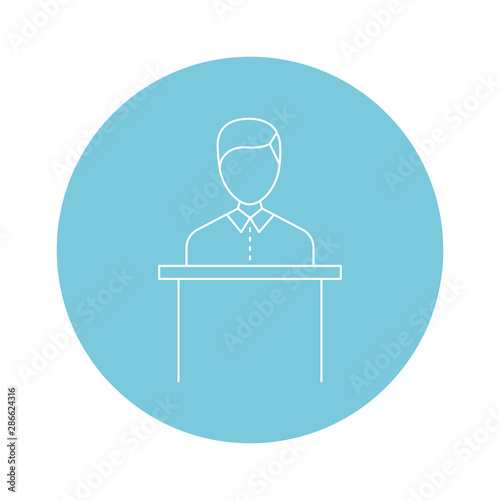 Linear illustration of an election candidate. Vector line icon. Election company   icon for applications and web.