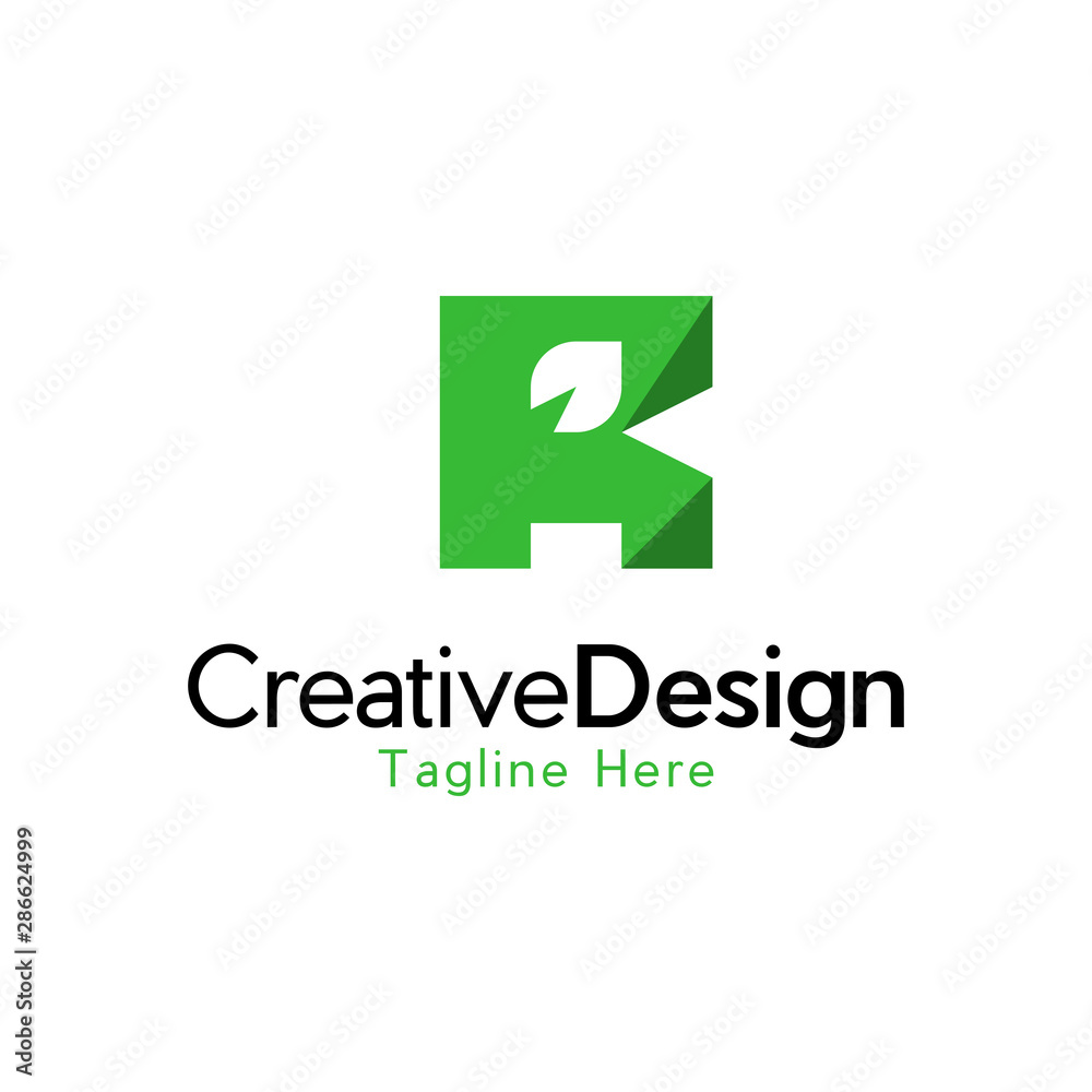 R leaf logo design vector sign template, leaf in R letter logo icon R leaf logo design vector sign template, leaf in R letter logo icon
