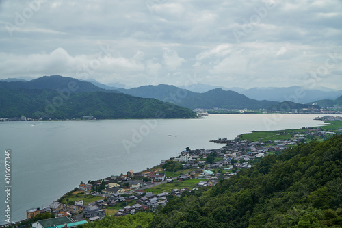 Amanohashidate top view with blue sky