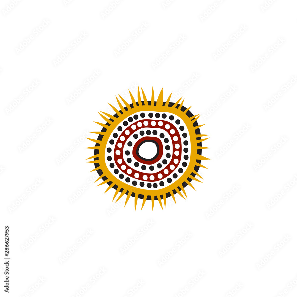 Fototapeta premium Aboriginal art dots painting icon logo design vector illustration template