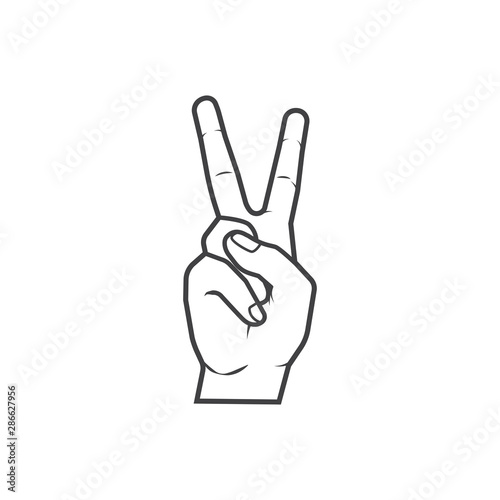 vector hand gesture peace sign icon illustration