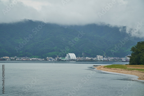 Amanohashidate sea with blue sky