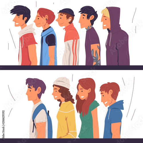 People of Different Subcultures Set Side View Vector Illustration True Style