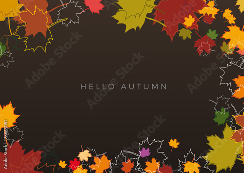 Autumn sale background  layout decorate with leaves of autumn. Poster and frame leaflet or web banner. Vector template.