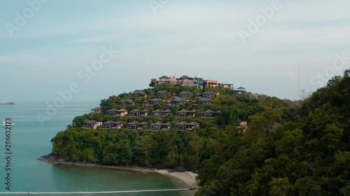 villa and beach club aerial view in Phuket, Thailand