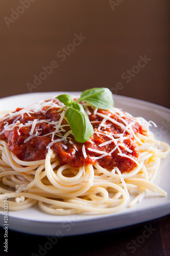 Spaghetti dinner with parmesan & basil
