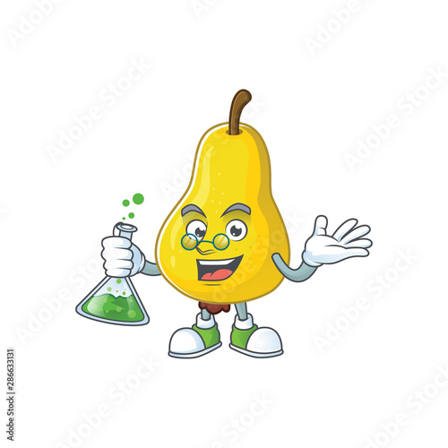 Professor fruit pear character with mascot cartoon cute