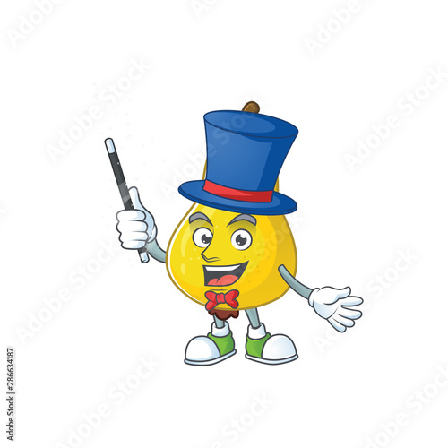 Magician fresh pear on the cartoon character