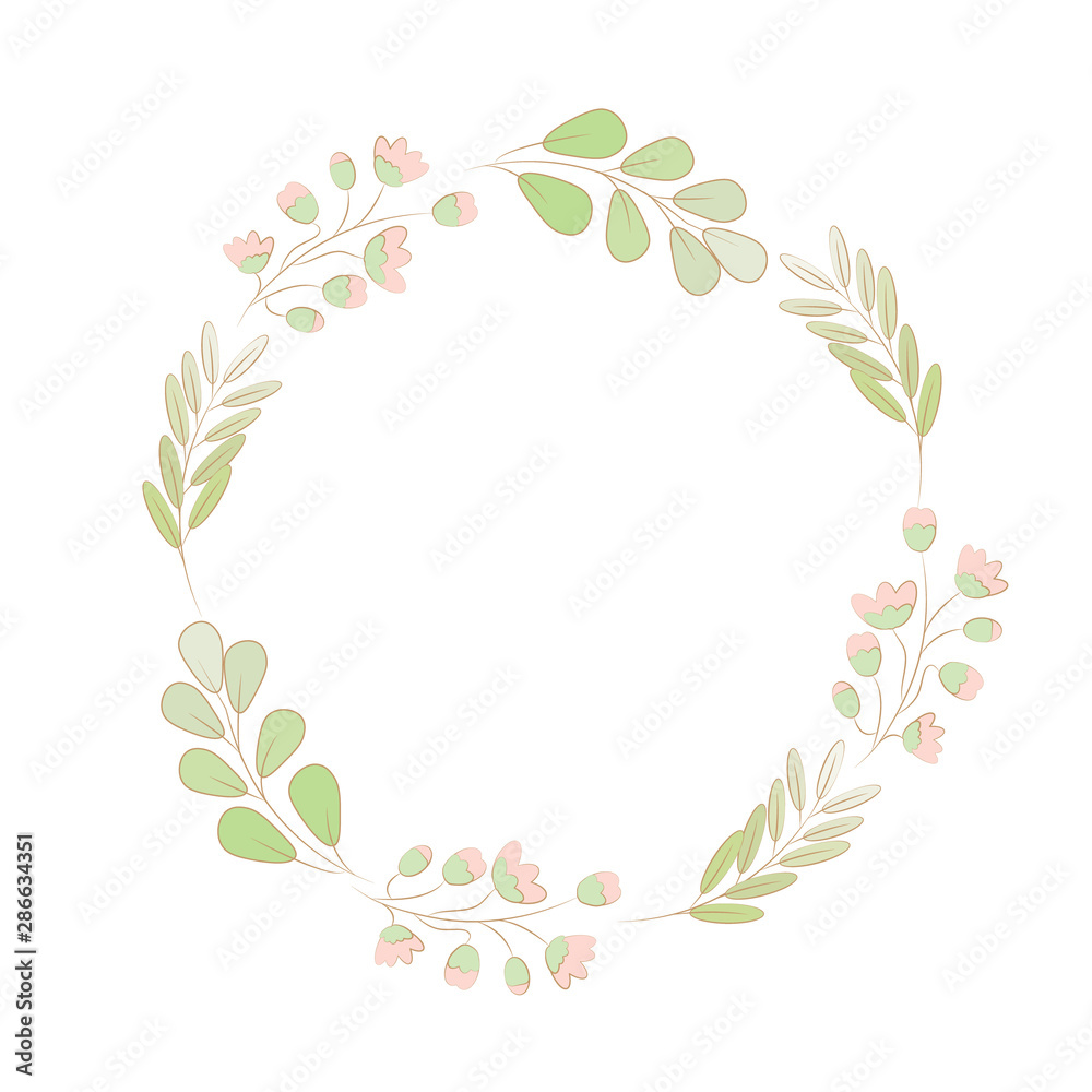 minimal flat style grass flower spring wreath eps10 vector illustration