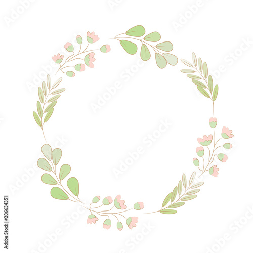 minimal flat style grass flower spring wreath eps10 vector illustration